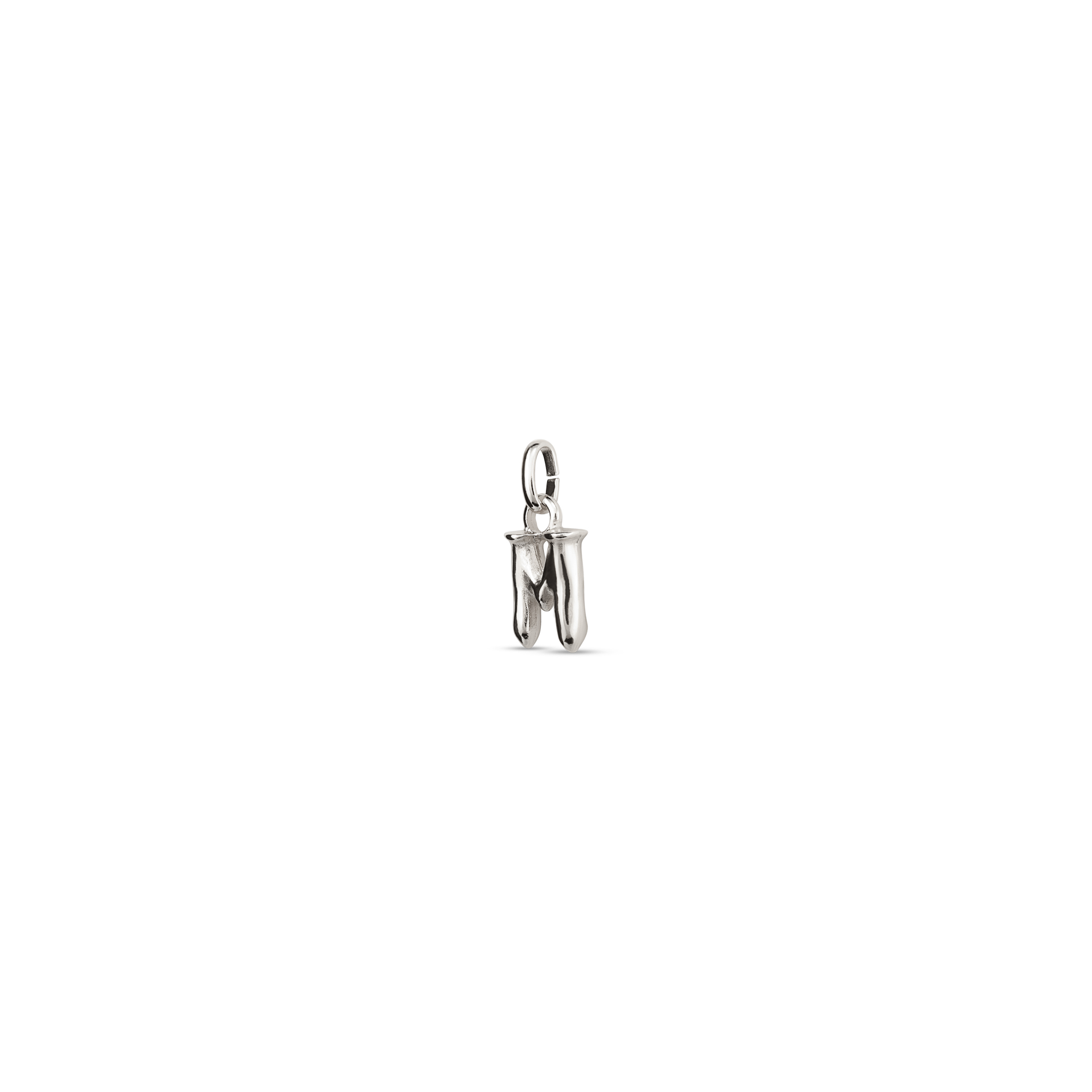 Sterling silver-plated charm with small letter M, Silver, large image number null